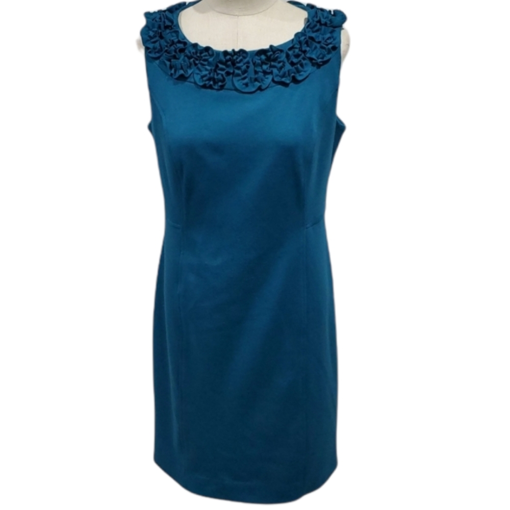 Charter Club Vintage Petite Sheath Dress – Women’s Size 12P Teal Blue, Workwear